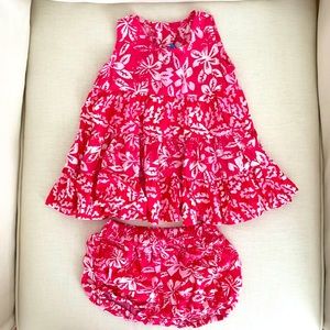 Blue Ginger Hawaiian Print Tiered Dress